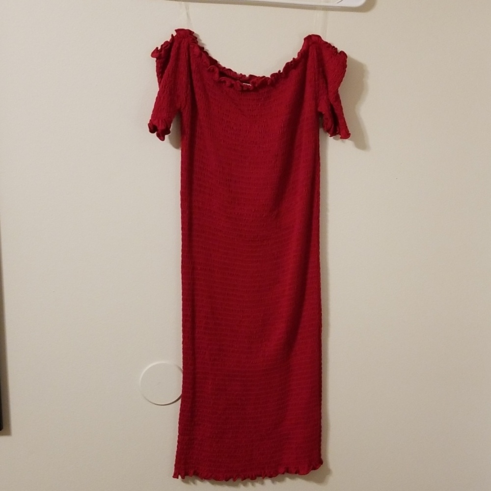 Red ribbed Dress